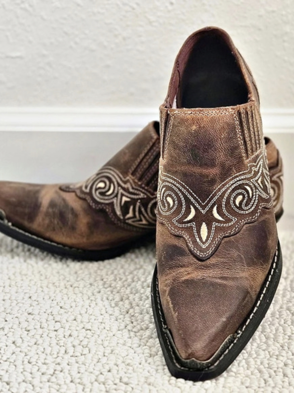 Durango Leather Low Cut Embroidered Cowgirl Booties 8.5 M
